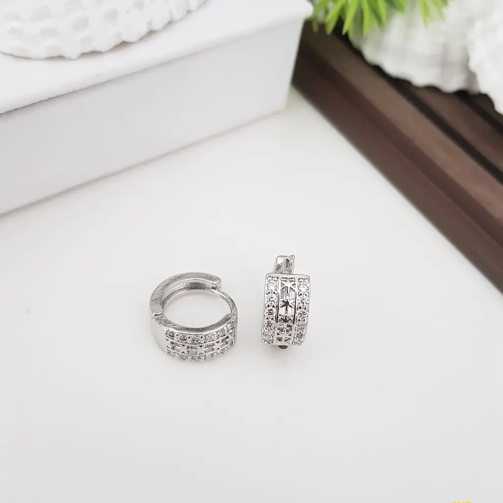 Classic Broad Bali Earrings - Artificial White Gold