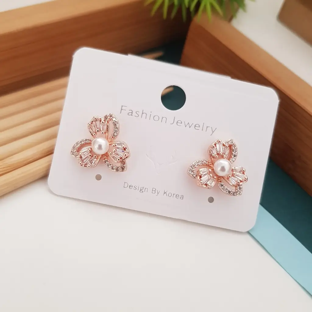 Charming Pearl Flower Earrings-Artificial Rose Gold