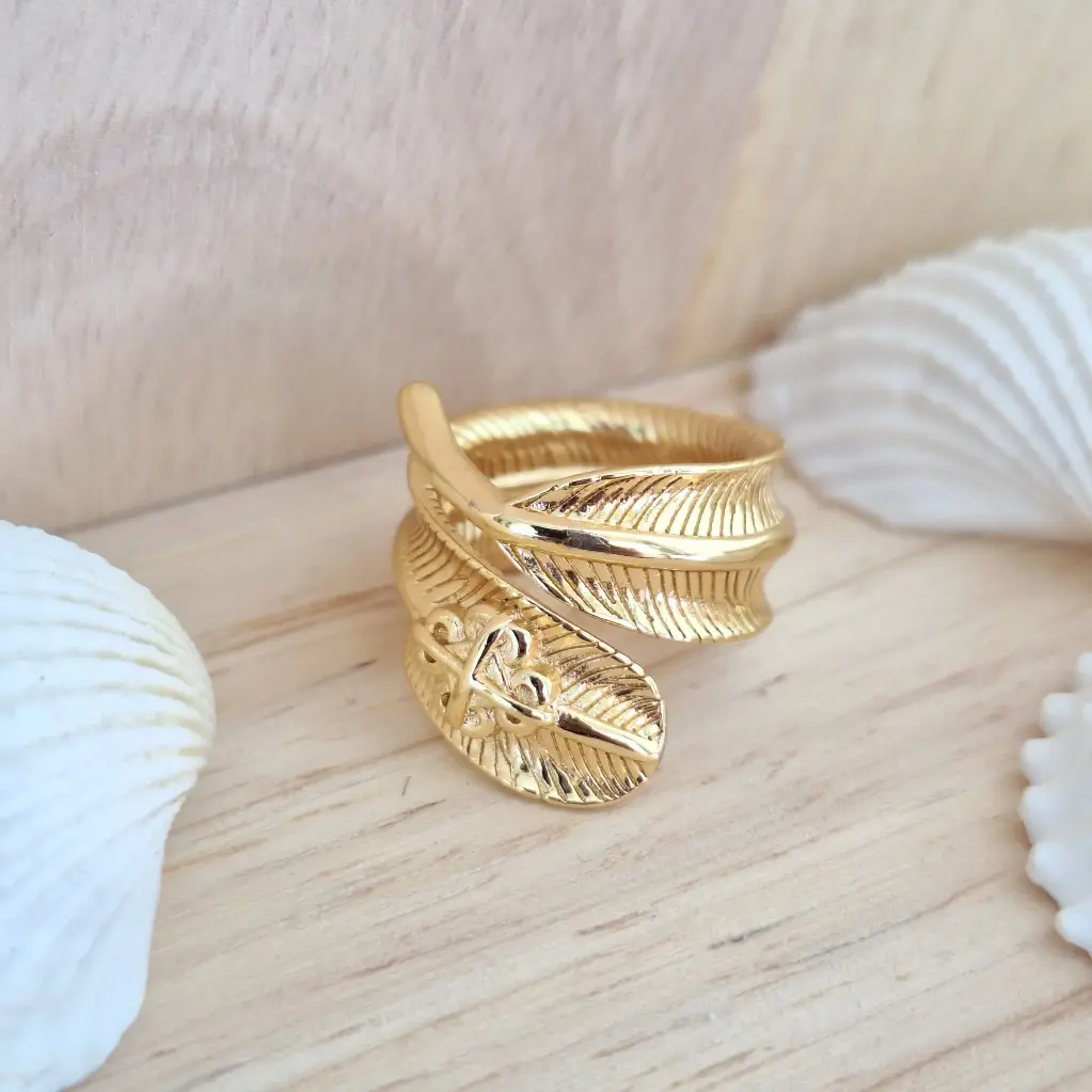 Spiral Leaf Ring-Artificial Yellow Gold