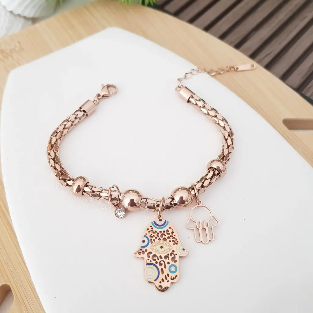 Fancy Hand Bracelet-Artificial Rose Gold