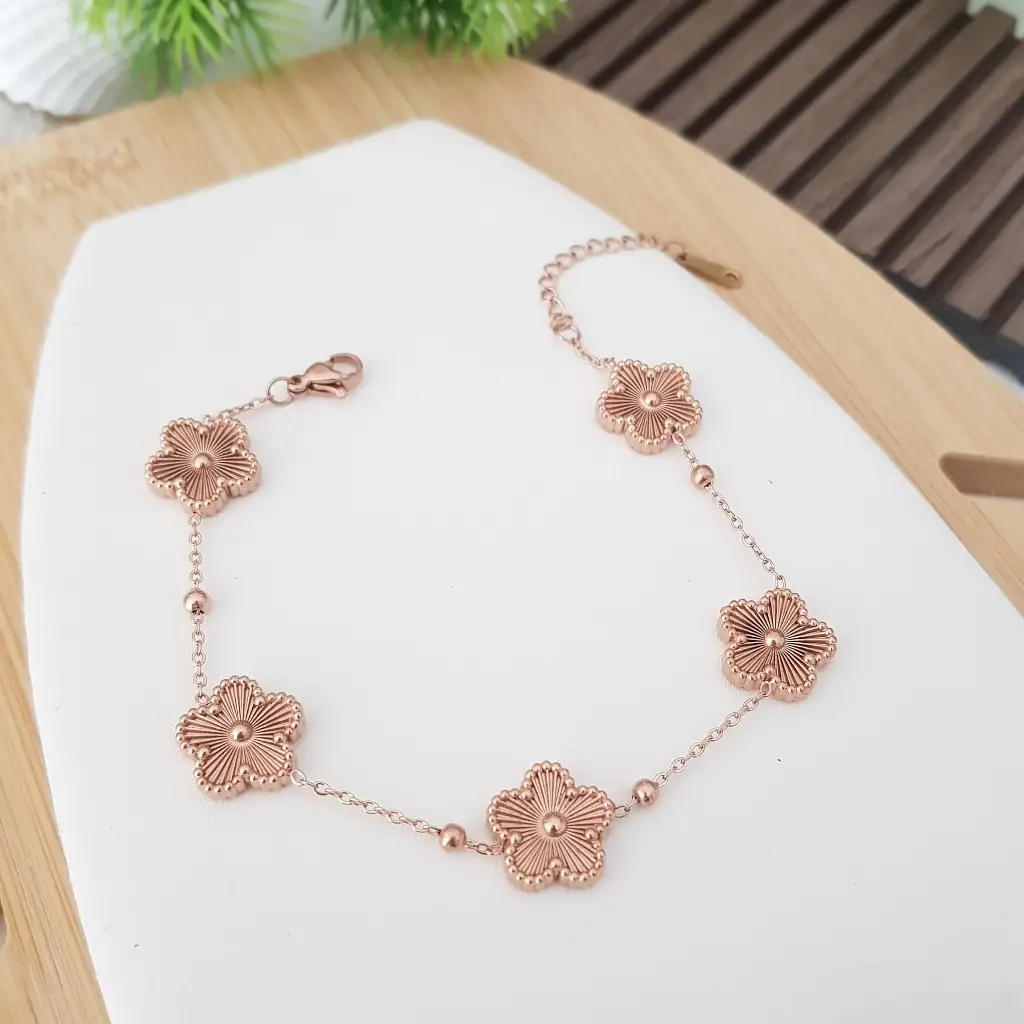 Beautiful Flowers Bracelet-Artificial Rose Gold