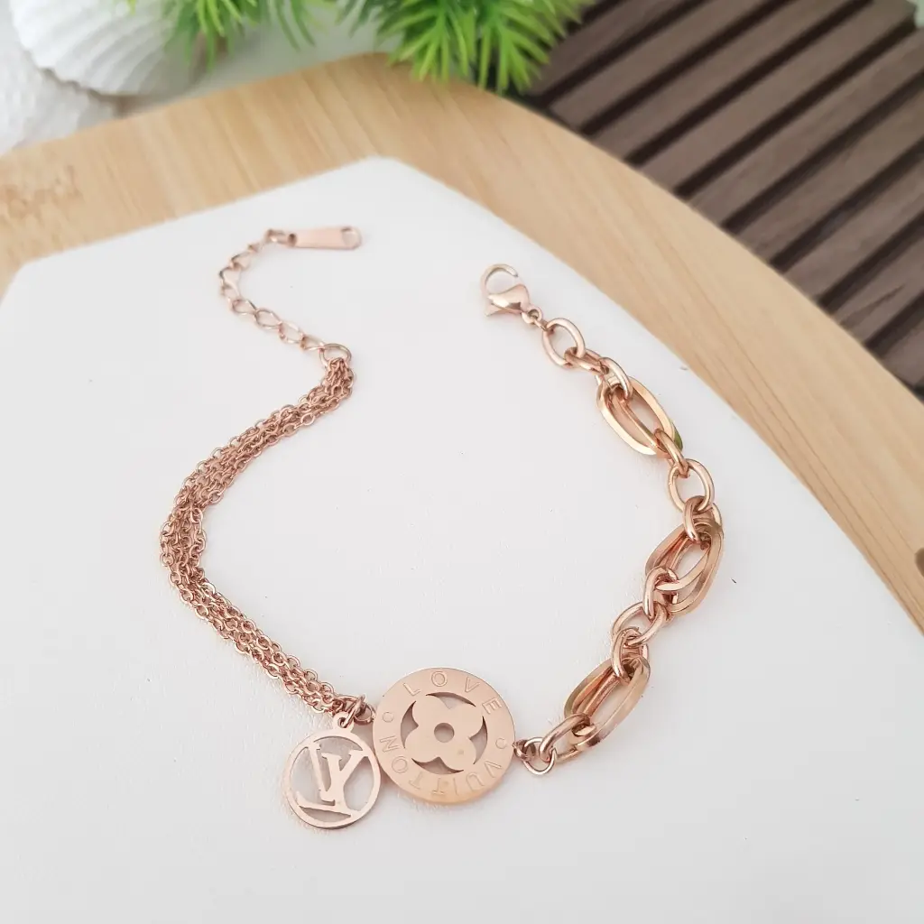 Abstract Dual designer Clover Bracelet-Artificial Rose Gold