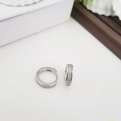 [05030030] Classic Plain Bali Earrings - Artificial White Gold