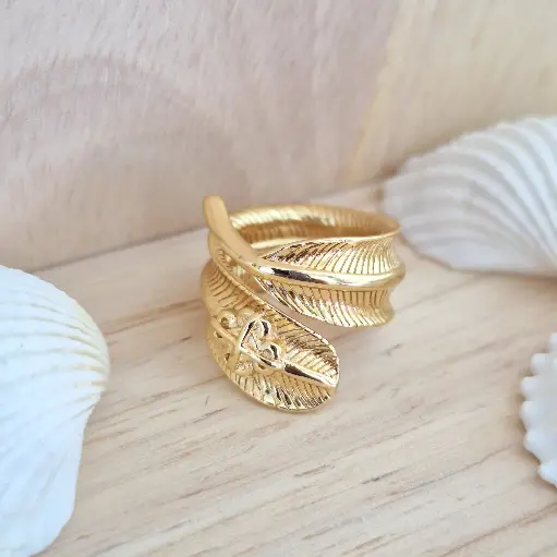 [07010007] Spiral Leaf Ring-Artificial Yellow Gold